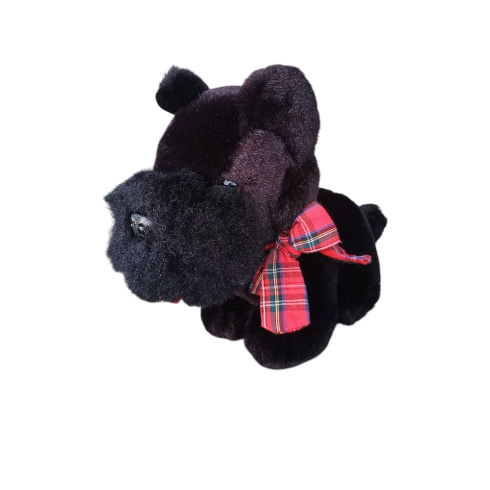 Scotty Black Scottie Plush Stuffed Animal Plaid Scarf Realistic Scottish Terrier